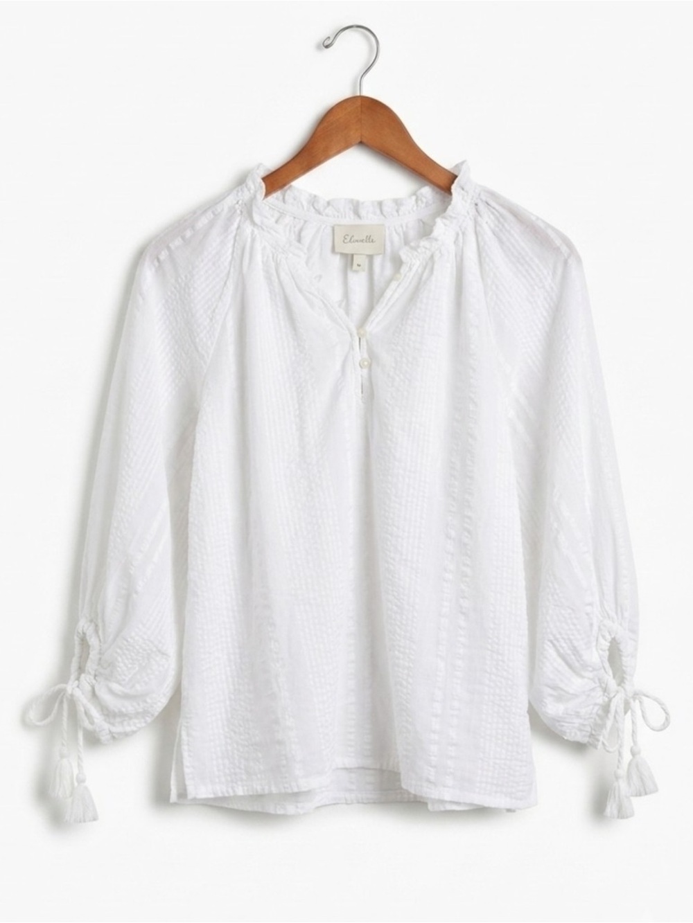 Cleobella White Textured Peasant Blouse size medium pirate look